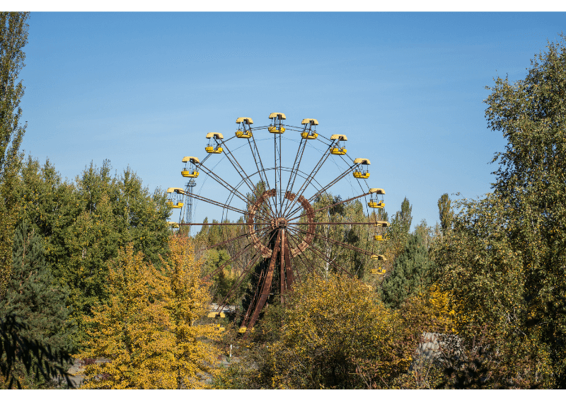 The overgrown ferris wheel at Pripyat - Chernobyl