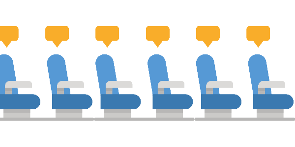 A graphic of rows of airline seats.