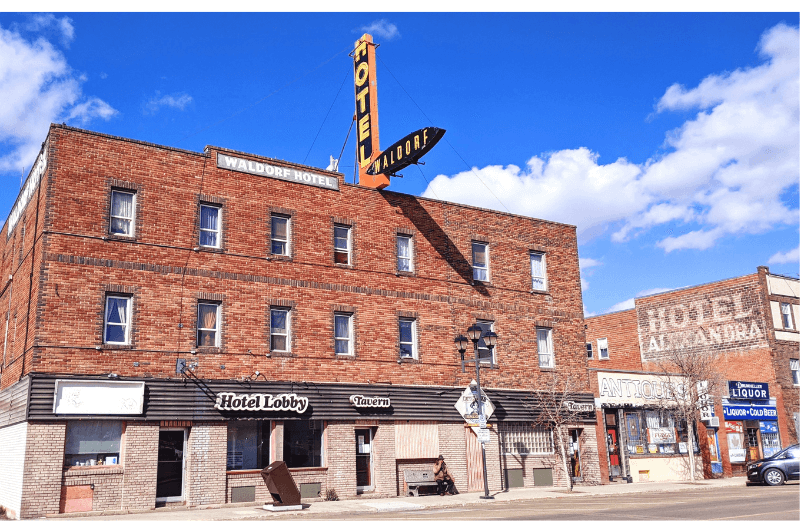 The historic brick hotel waldorf in Drumheller Alberta