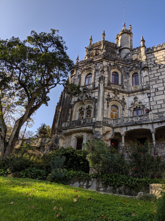 The manor at Quinta da Regaleira from the lawn out front.