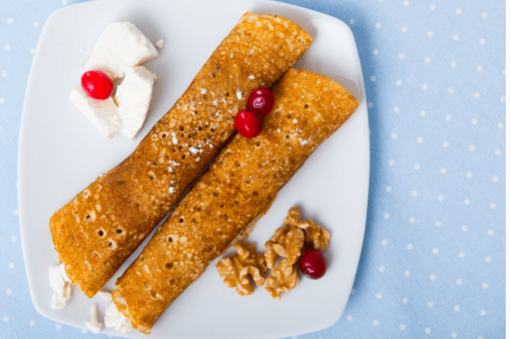 Bulgarian palachinki - crepes filled with cream