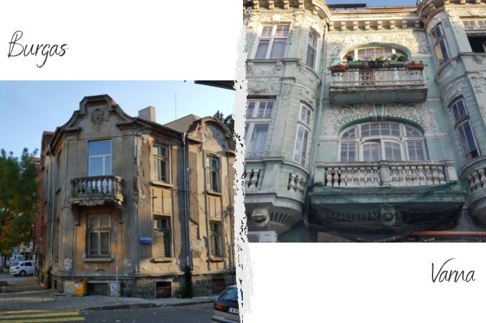 Burgas vs Varna houses in the old town side by side. Typical European style mansions.