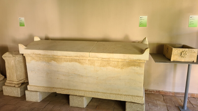 A tomb inside the muesum at Apollonia archaeological park.