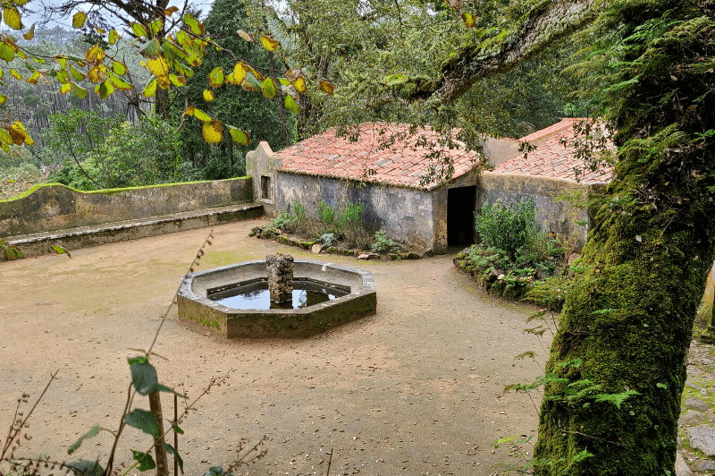 The fountain at the cloister  outside Convent of the Capuchos